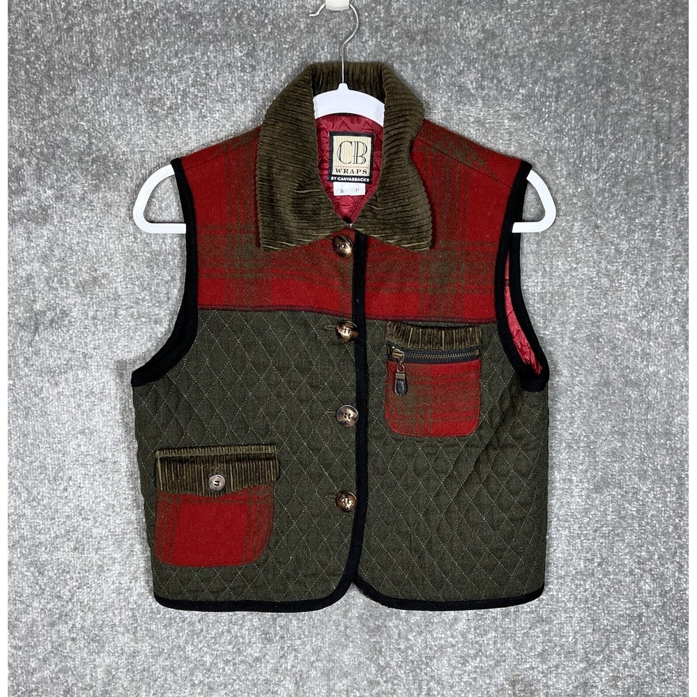 CB Wraps Canvasbacks Quilted Vest Womens Size Small Button Up Pockets USA Made